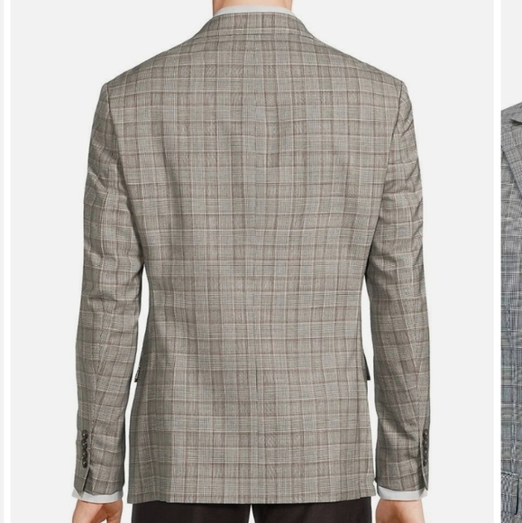 NWT Tallia Blazer Suit Coat Jacket Cream Brown Wool Blend Sportcoat 40R Large - Picture 8 of 12